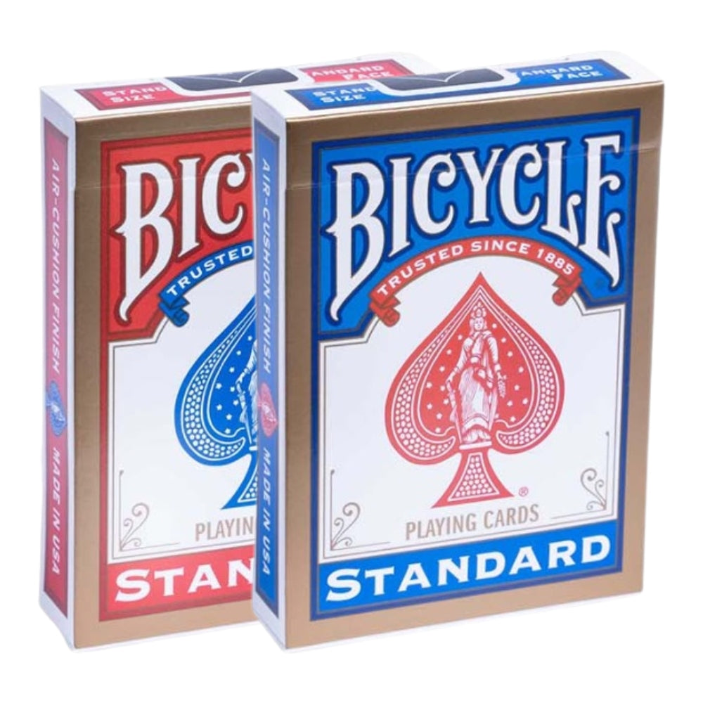 Set of 2 Bicycle Standard (Red & Blue) Playing Cards - Gold Border Tuck
