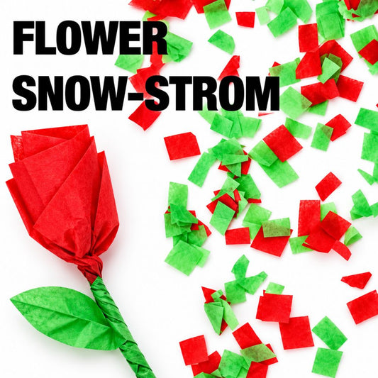 Flower Snow Storm in China – Red & Green Paper Rose Magic Trick