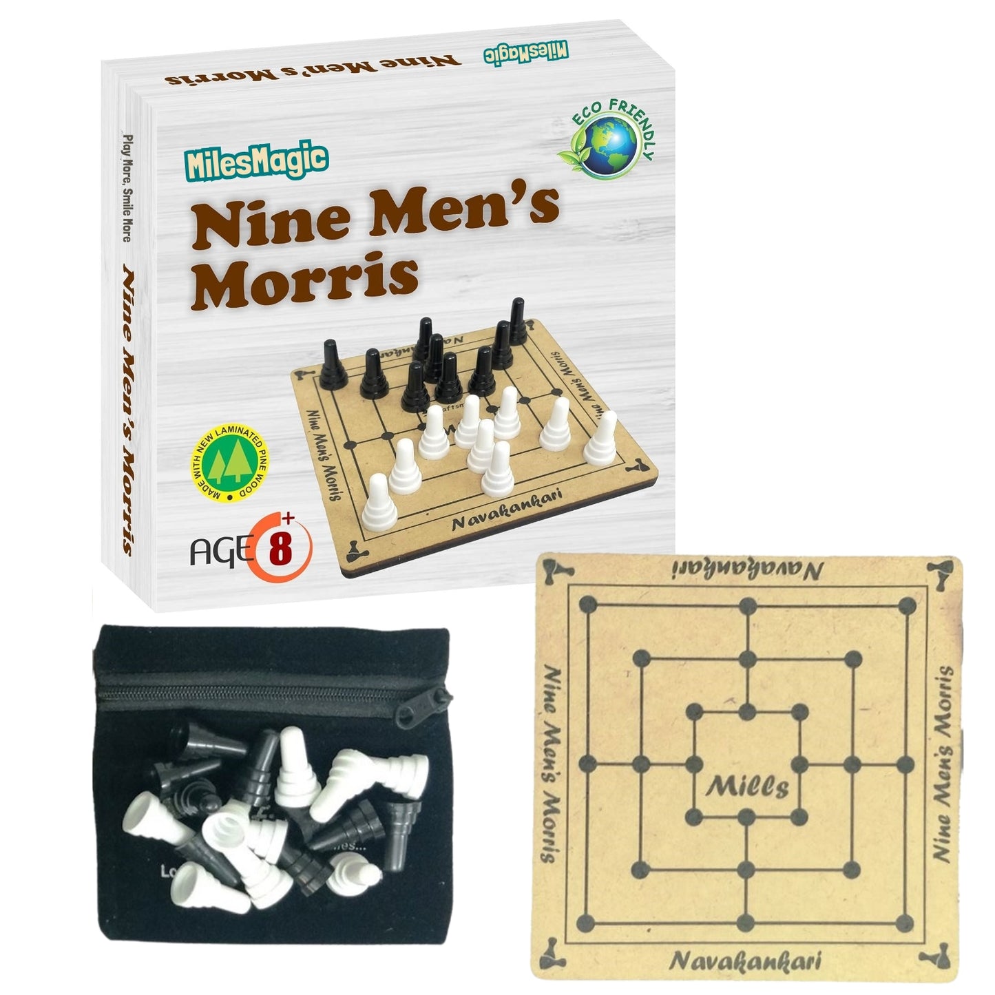 Nine Men's Morris | Navakankari | Mills Travel Board Game