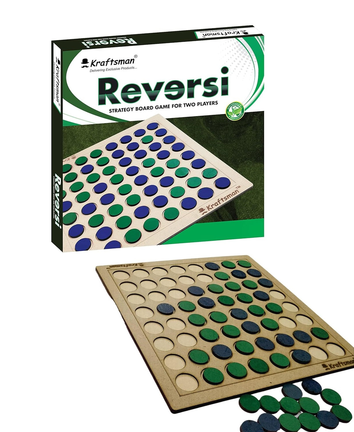 Wooden Reversi Board Game | Flip The Coin | 2 Players Game