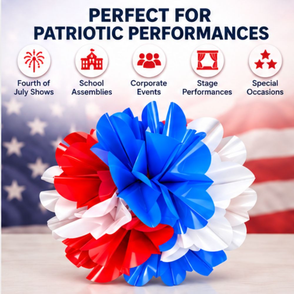Spring Flower Ball 10″ Plastic – Patriotic Colors