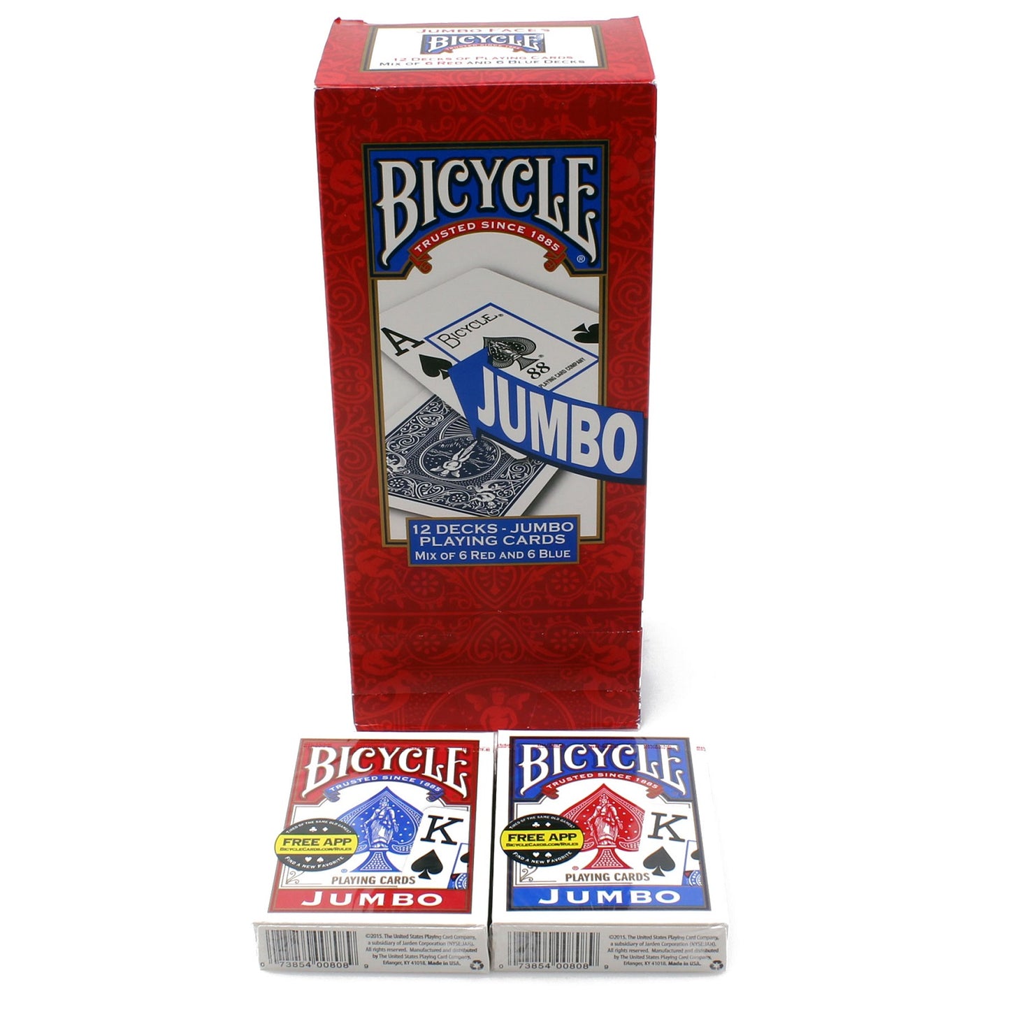 Brick of 12 Bicycle Jumbo Index 6 Red & 6 Blue Decks